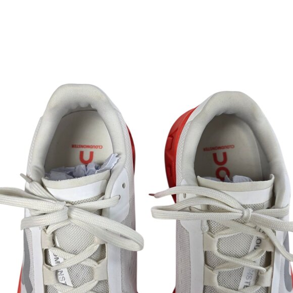 ON Cloudmonster Sneakers, White/Flame, Lifestyle, Athletic, Women's Size 10 - Picture 9 of 13